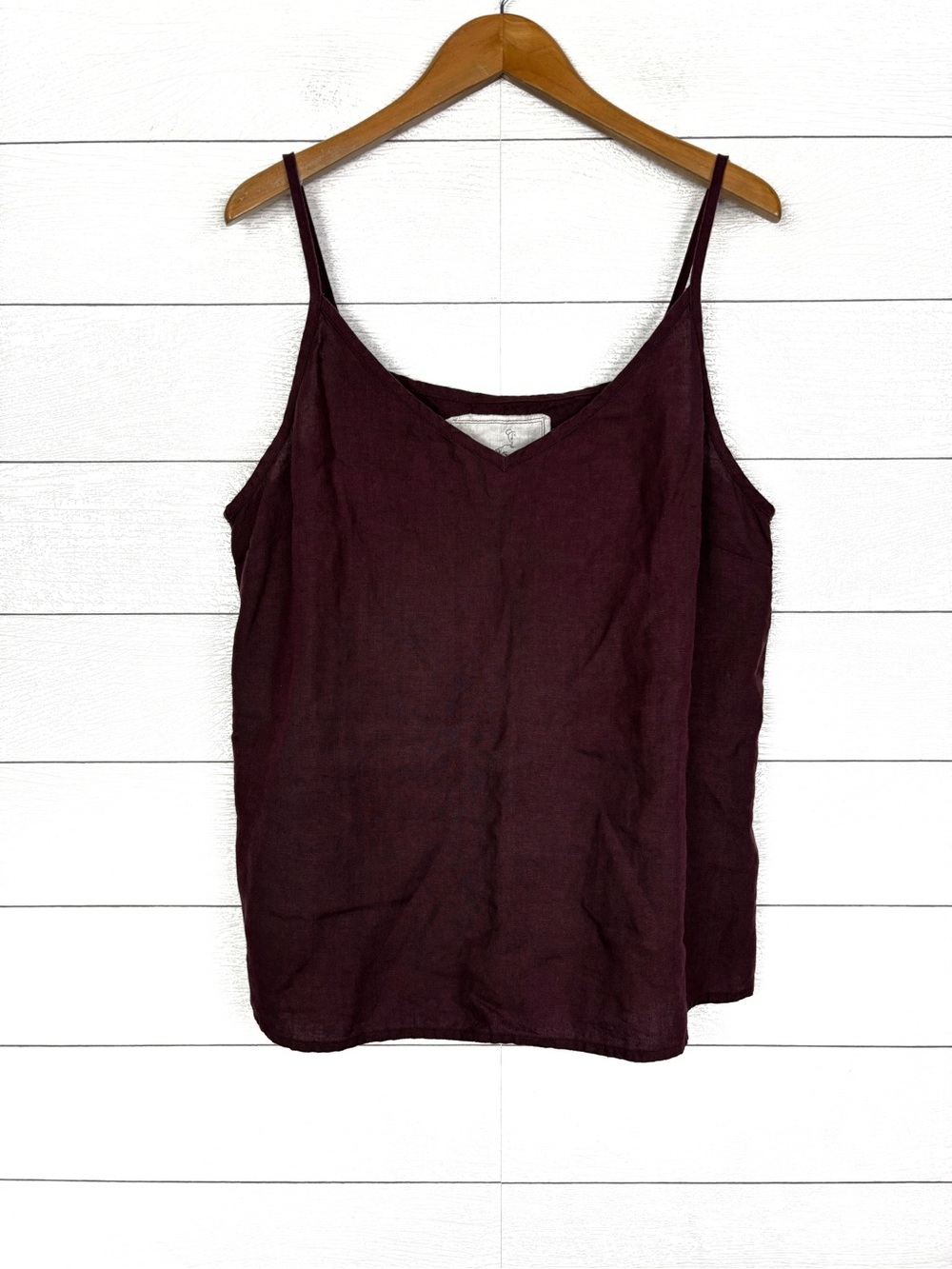 notPERFECTLINEN Linen Burgundy Camisole Tank Top XXL V Neck